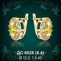 Серьги "С крупным камнем" ДС-6028 восковка