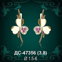 Серьги "Сердце" ДС-47356 восковка