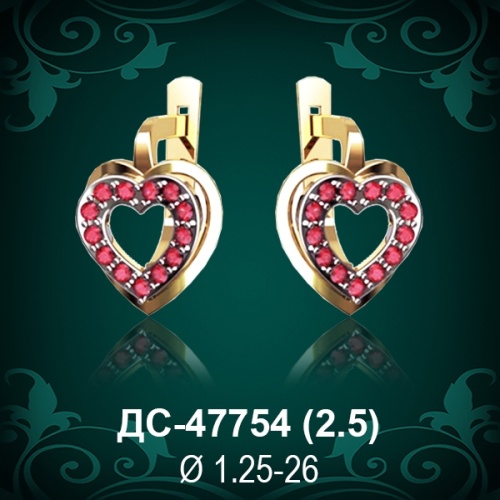 Серьги "Сердце" ДС-47754 восковка