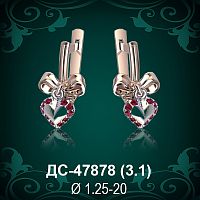 Серьги "Сердце" ДС-47878 восковка