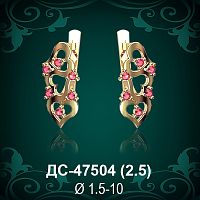 Серьги "Сердце" ДС-47504 восковка