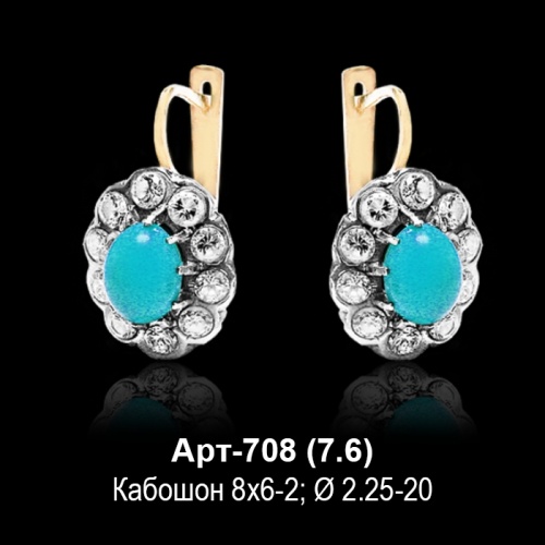Серьги "С Кабошоном" Арт-708 восковка