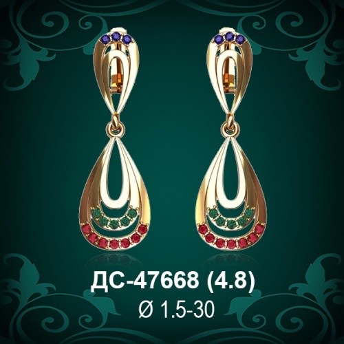 Серьги "Висячие" ДС-47668 восковка