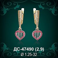 Серьги "Сердце" ДС-47490 восковка