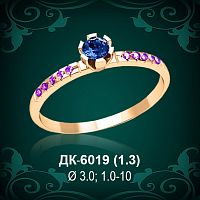 Кольцо "Одинарка с россыпью" ДК-6019 восковка